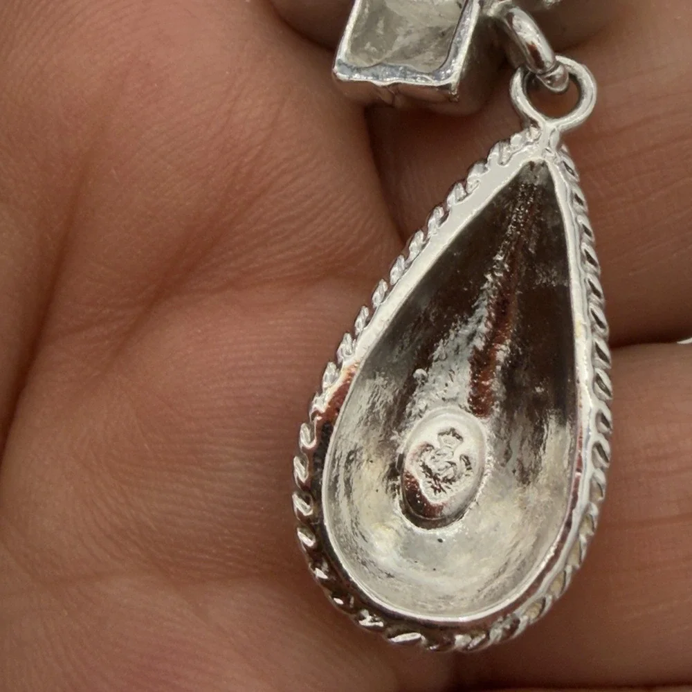 Vtg X Drop Silver Gold Tone Rope Teardrop Dangle Earrings Designer PD Nice